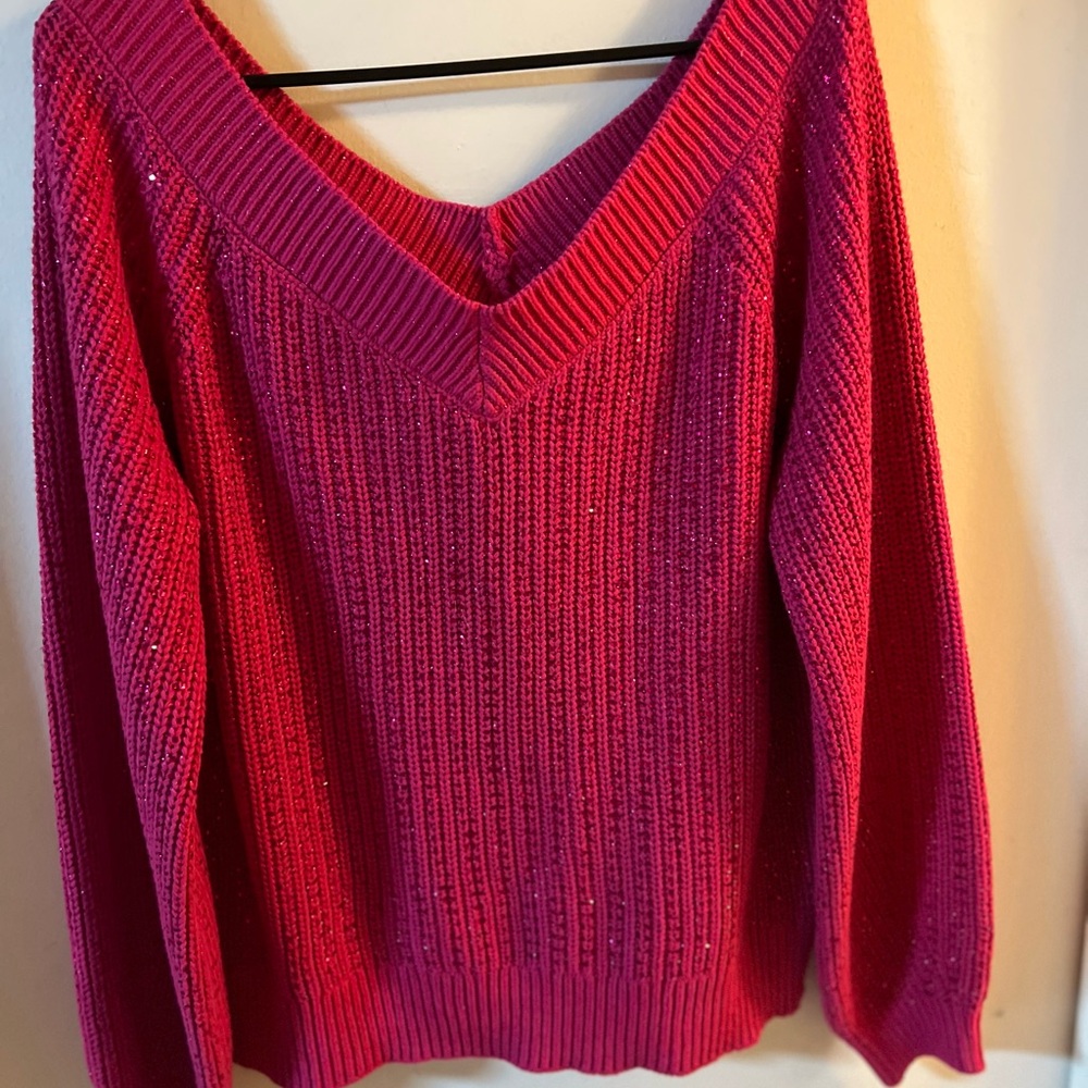 Women's Pink V-Neck Sweater